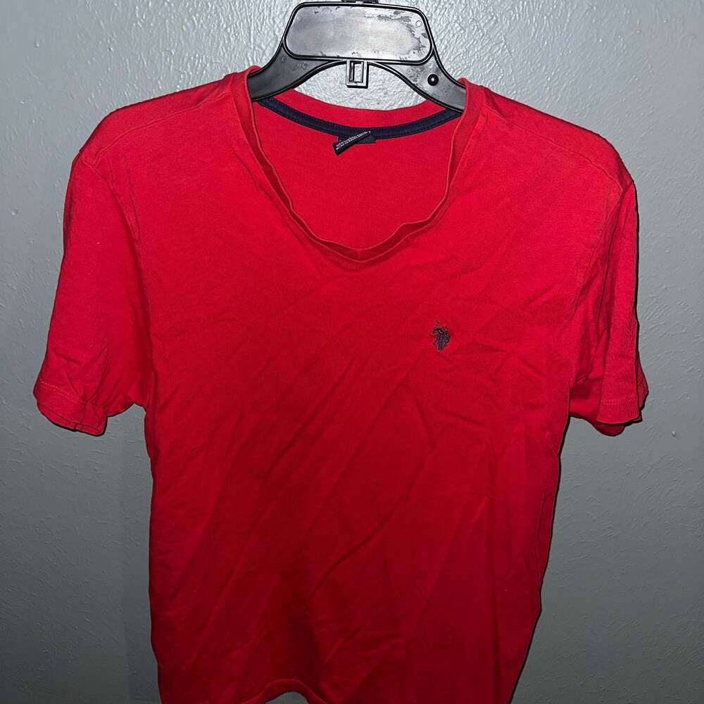 U.S. Polo Assn. Men's Solid V-Neck Short Sleeve T-Shirt in Engine Red